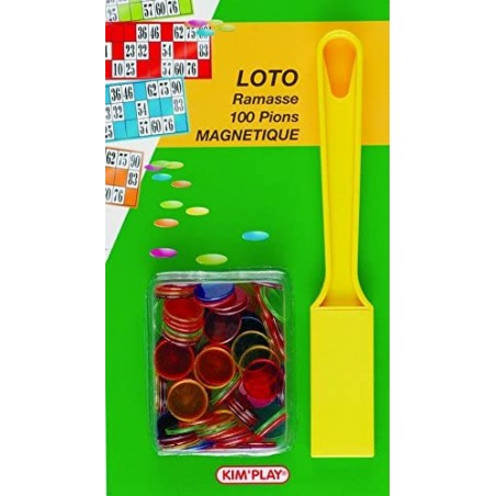 Cavernedesjouets Kit Loto Complet 3 En 1 : 100 Pions Magnétiques + Bâton Ramasse Jetons + Trousse Rangement - Accessoires Bingo