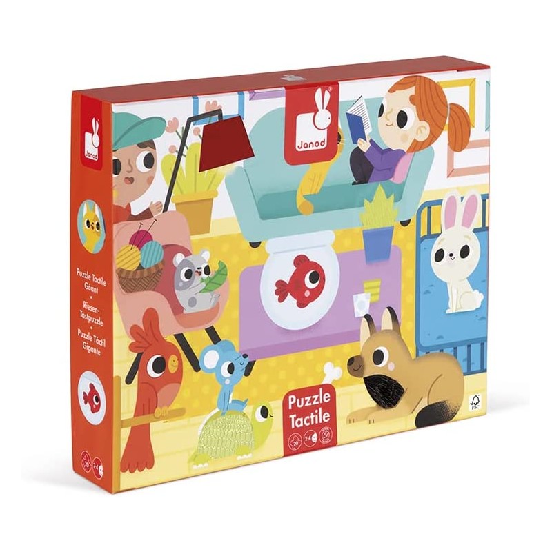 Janod - Puzzle tactile - Les animaux domestique 20 pièces