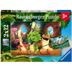 Ravensburger - Puzzles 2x12 pièces - La petite bande de dinosaures - Gigantosaurus
