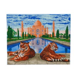 OZ - Loisirs créatifs - Crystal Art - Kit tableau broderie diamant 40x50cm Tigres Taj Mahal