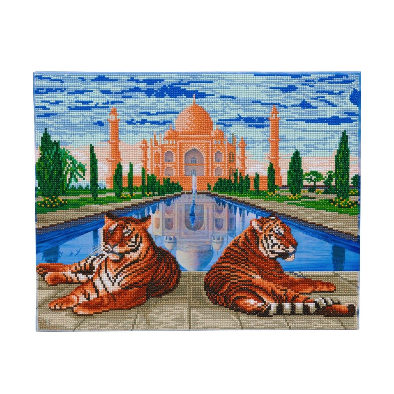 OZ - Loisirs créatifs - Crystal Art - Kit tableau broderie diamant 40x50cm Tigres Taj Mahal