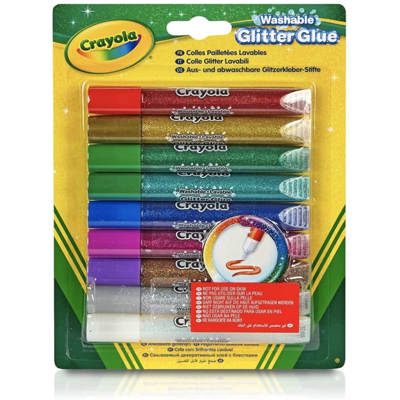 Crayola - Blister de 9 tubes de colle pailletée
