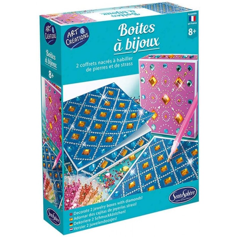 Sentosphère - 3249 - Kit d'activité - Boite à bijoux - Pierre et strass