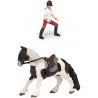 Papo - Lot de 2 figurines - Collection Papo – Chevaux, Poulains et Poneys - Jeune cavalière + Poney avec selle