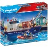 Playmobil - 70769 - Le cargo - Grand cargo avec bateau de douaniers
