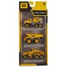 CAT Caterpillar - métal - Pack 3 véhicules - Bétonnière, camion-benne et niveleuse