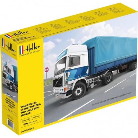 Heller - Maquette - Camion - Volvo F12-20 Globe Trotter et twin-axle trailer