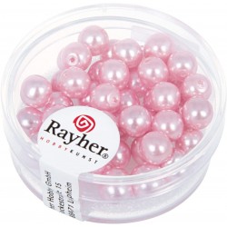 Rayher - Boîte de 45 perles en verre - Renaissance - Rose orchidée - 6 mm