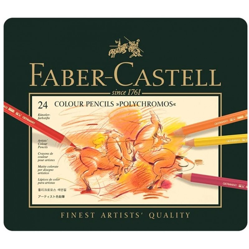 FABER-CASTELL - 24 Crayons de couleur POLYCHROMOS, étui en métal