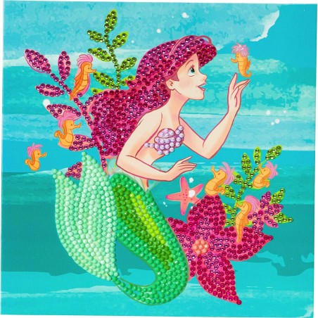 OZ - Loisirs créatifs - Disney - La Petite Sirène carte à diamanter 18x18cm Crystal Art
