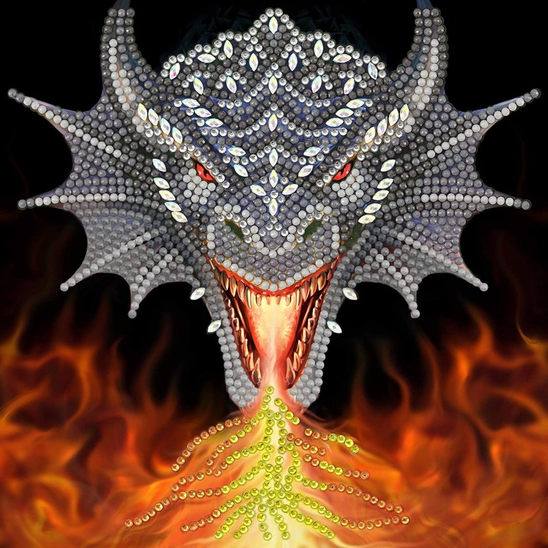 OZ - Loisirs créatifs - Crystal Art - Kit carte broderie diamant 18x18cm Dragon