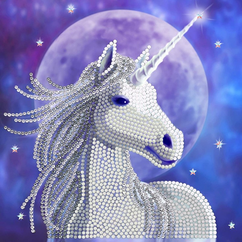 OZ - Loisirs créatifs - Crystal Art - Kit carte broderie diamant 18x18cm Licorne