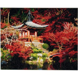 OZ - Loisirs créatifs - Crystal Art - Kit tableau broderie diamant 40x50cm Temple japonais