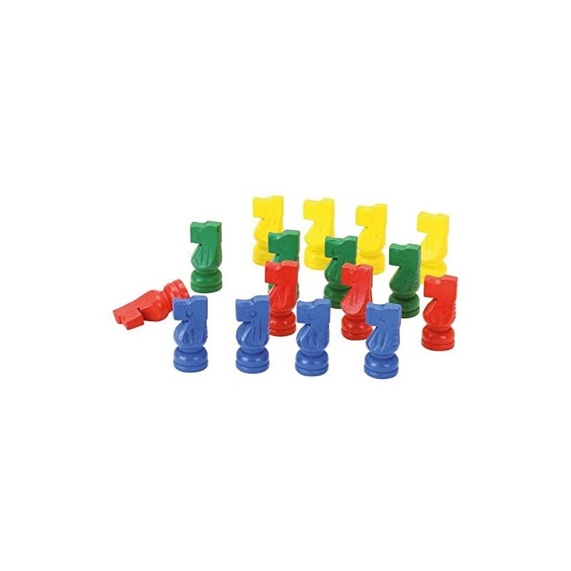 Jeujura-16 16 Petits Chevaux en Bois-4 x 4 Couleurs