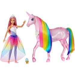 Mattel - Barbie - Poupée Dreamtopia Licorne rose avec lumières