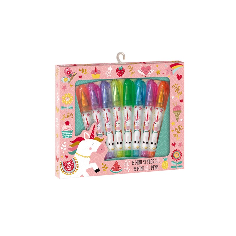 Janod - 8 mini stylos gels - Licorne