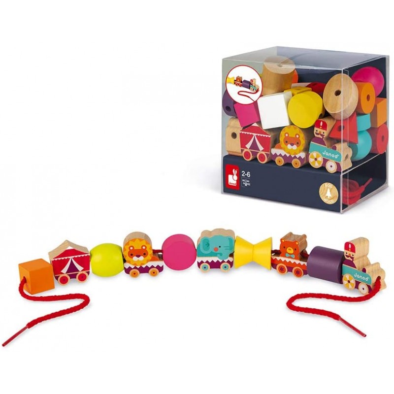 Janod - Coffret 11 figurines en perles - Bois massif
