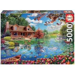 Educa - Puzzle 5000 pièces - Chalet au bord du lac