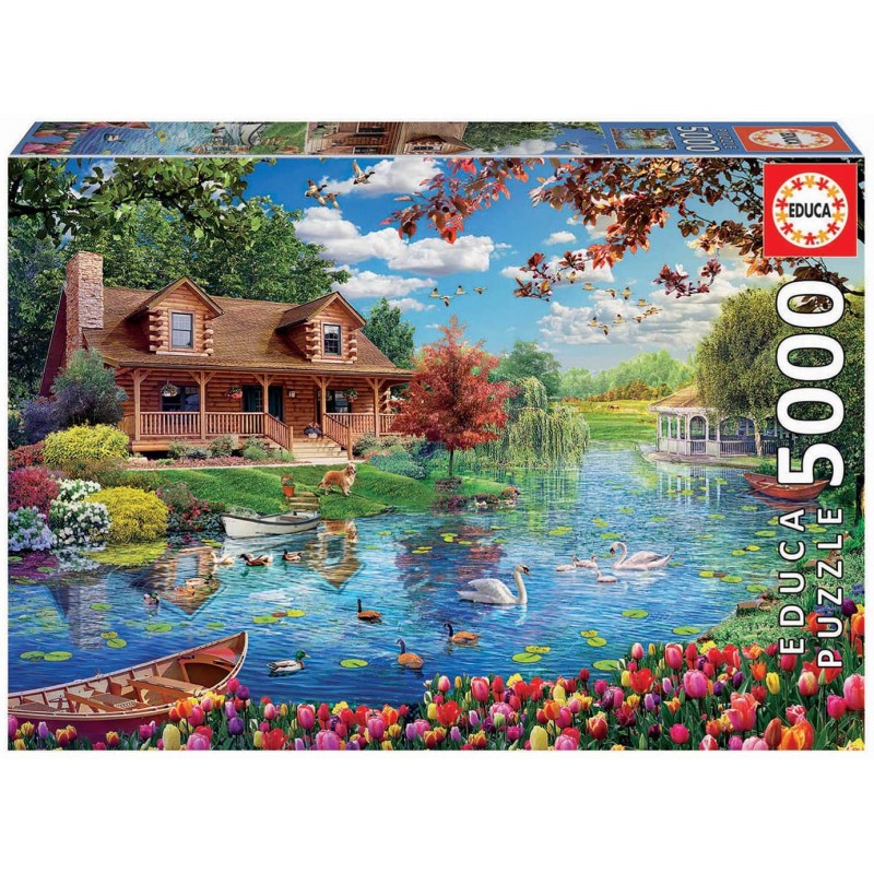 Educa - Puzzle 5000 pièces - Chalet au bord du lac