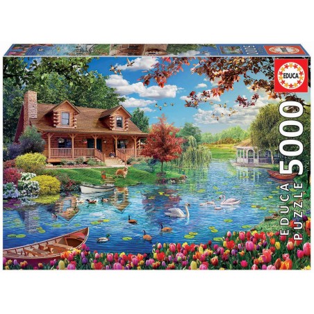 Educa - Puzzle 5000 pièces - Chalet au bord du lac