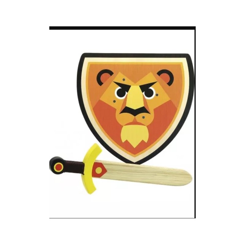 Vilac - Jeu d'imitation - Bouclier et épée en bois - Lion