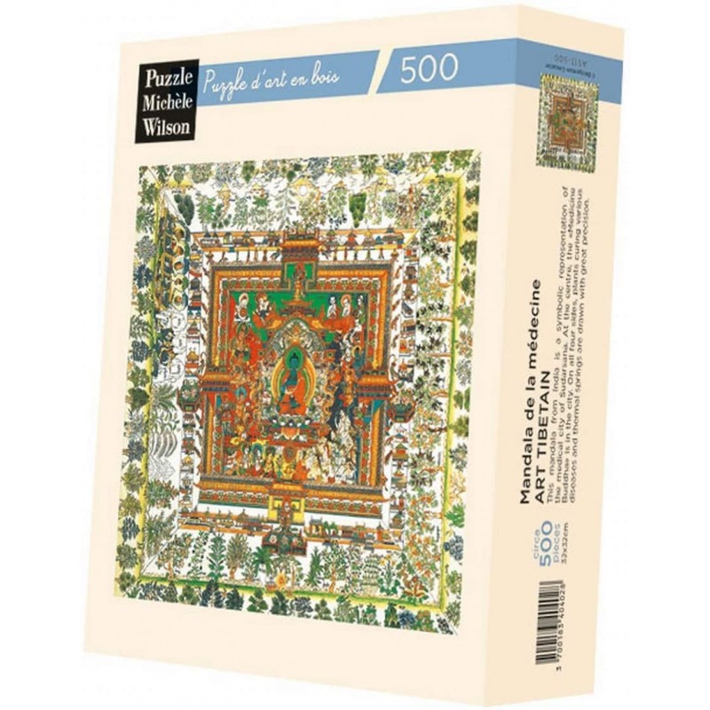 Michèle Wilson - Puzzle d'art en bois - 500 pièces - Mandala de la Medecine - Art Tibétain