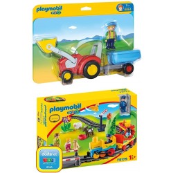 Playmobil - 6964 - 1.2.3 - Fermier avec tracteur et remorque