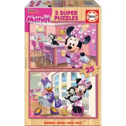 Educa - Puzzle 2x25 pièces - Minnie Daisy et le chat