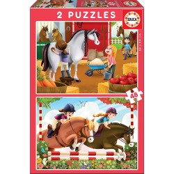 Educa - Puzzle 2x48 pièces - Chevaux