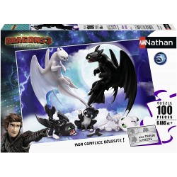 Nathan - Puzzle Enfant - Puzzle 100 p - Krokmou en famille - Dragons 3 - Dès 6 ans - 86767