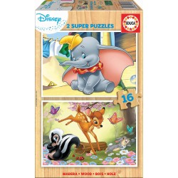 Educa - Puzzle 2x16 pièces - Disney Bambi et Dumbo