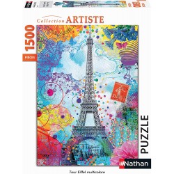 Nathan - Puzzle 1500 pièces - Tour Eiffel multicolore