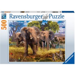 Ravensburger- Puzzle 500 pièces-Famille d'éléphants Adulte, 4005556150403, Multicolore