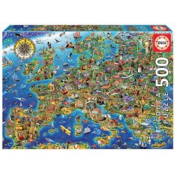 Educa - Puzzle 500 pièces - La folle carte d'Europe