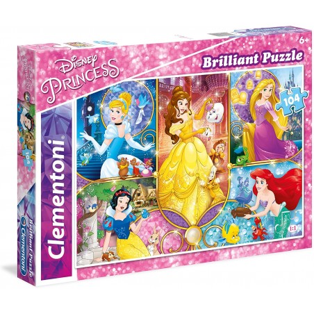 Clementoni - Puzzle 104 pièces - Disney Princesses - Brillant