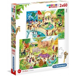 Clementoni - Puzzle 2x60 pièces - Au zoo