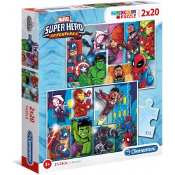 Clementoni - Puzzle 2x20 pièces - Marvel Superhero