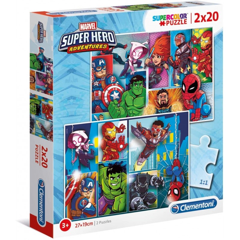 Clementoni - Puzzle 2x20 pièces - Marvel Superhero