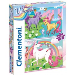 Clementoni - Puzzle 2x20 pièces - Licornes - Brillant