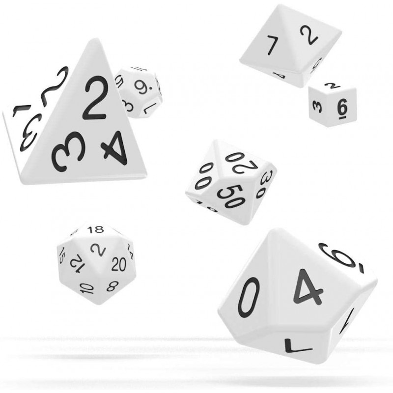 Oakie Doakie Dice - Boîte de 7 dés pour jeu de rôle - Blanc solide