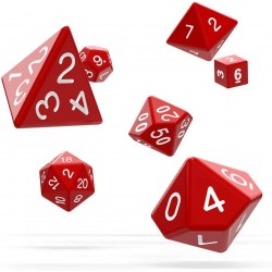 Oakie Doakie Dice - Boîte de 7 dés pour jeu de rôle - Rouge solide