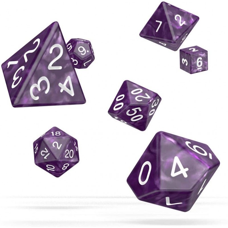 Oakie Doakie Dice - Boîte de 7 dés pour jeu de rôle - Violet marbré