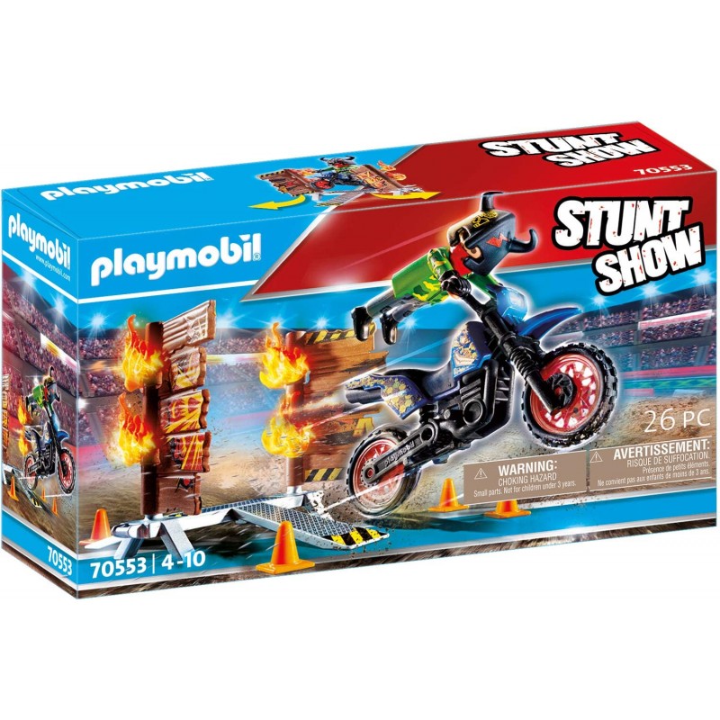 Playmobil - 70553 - Stuntshow - Pilote moto et mur de feu