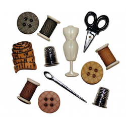 Rayher - Blister de 11 boutons - Motif mercerie