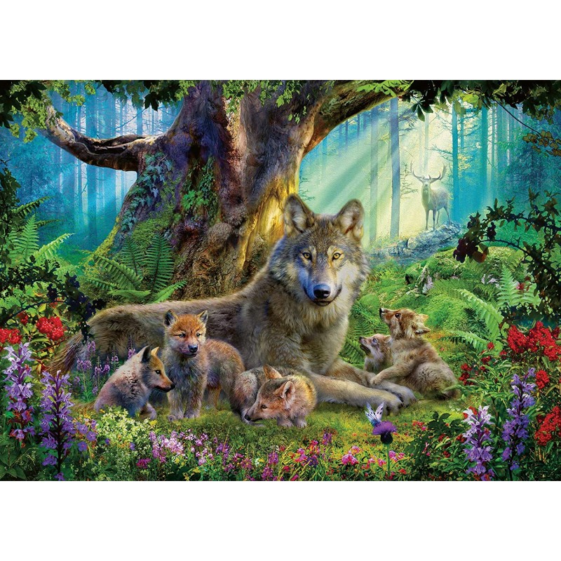 Ravensburger puzzle 1000 pièces - famille de loups dans la forêt - La Poste
