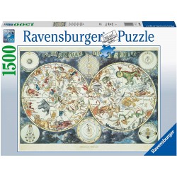 Ravensburger - Puzzle 1500 pièces - Mappemonde des animaux fantastiques