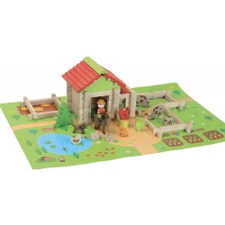 Jeujura-8232-MA Premiere Petite Ferme en BOIS-80 Pieces Jeu de Construction en Bois, 8232