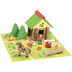 Jeujura-8226-MAISON du BUCHERON-50 Pieces Jeu de Construction en Bois, 8226