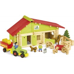 Jeujura - 8053- Jeux de Construction-Ferme avec Tracteur et Animaux - 140 Pieces