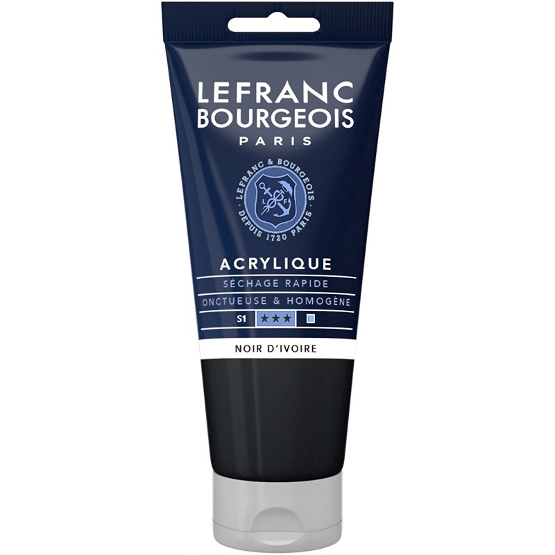 Lefranc Bourgeois - Peinture acrylique fine - 80ml - Noir d'ivoire